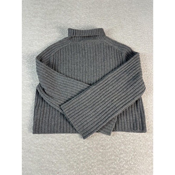 Reformation Sweater Womens Small Ribbed Turtleneck Cropped Pullover Cashmere Ble - Picture 6 of 7